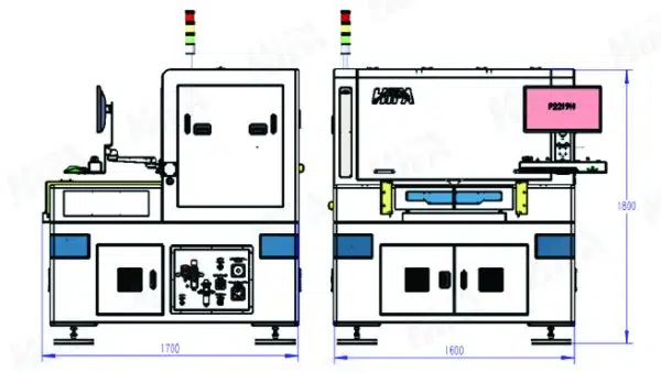 Kích thước máy khoan laser: 1700mm x 1600 mm x1800mmTrong lượng: 2T